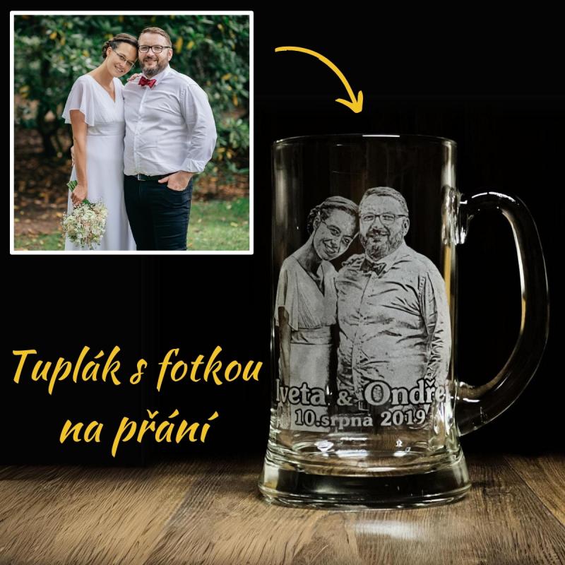 Tuplák na pivo s gravírovanou fotkou